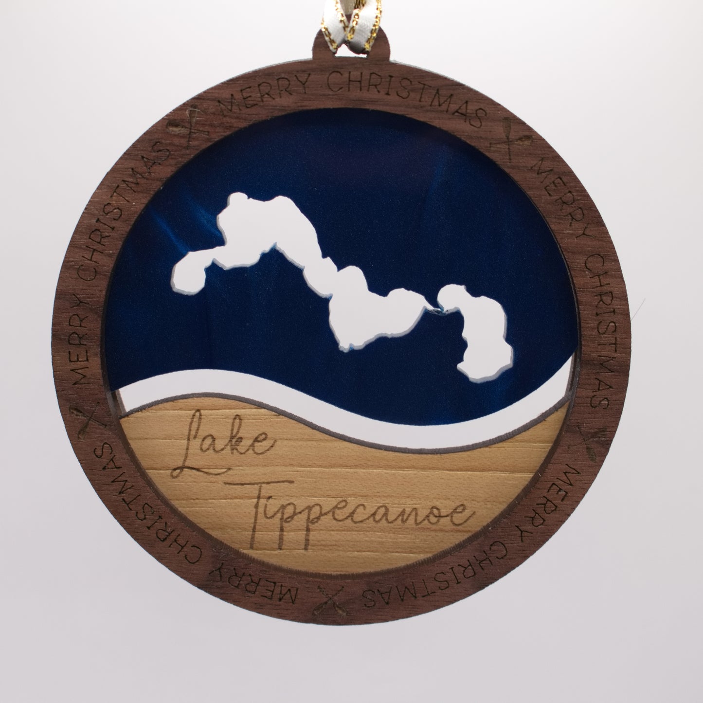 Wave Acrylic and Wood Christmas Ornament Lake (Indiana)