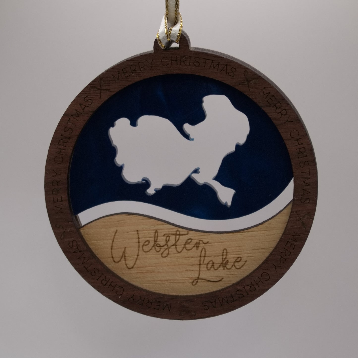 Wave Acrylic and Wood Christmas Ornament Lake (Indiana)