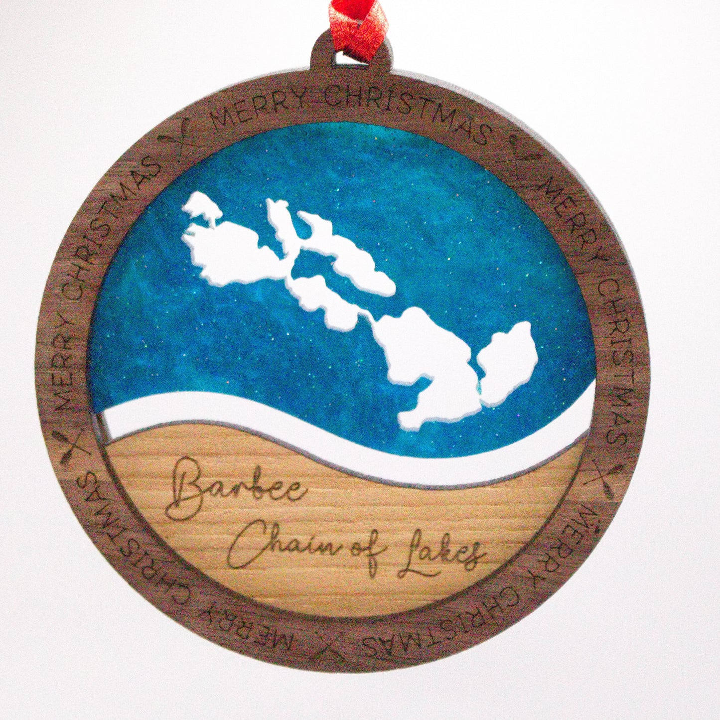 Wave Acrylic and Wood Christmas Ornament Lake (Indiana)