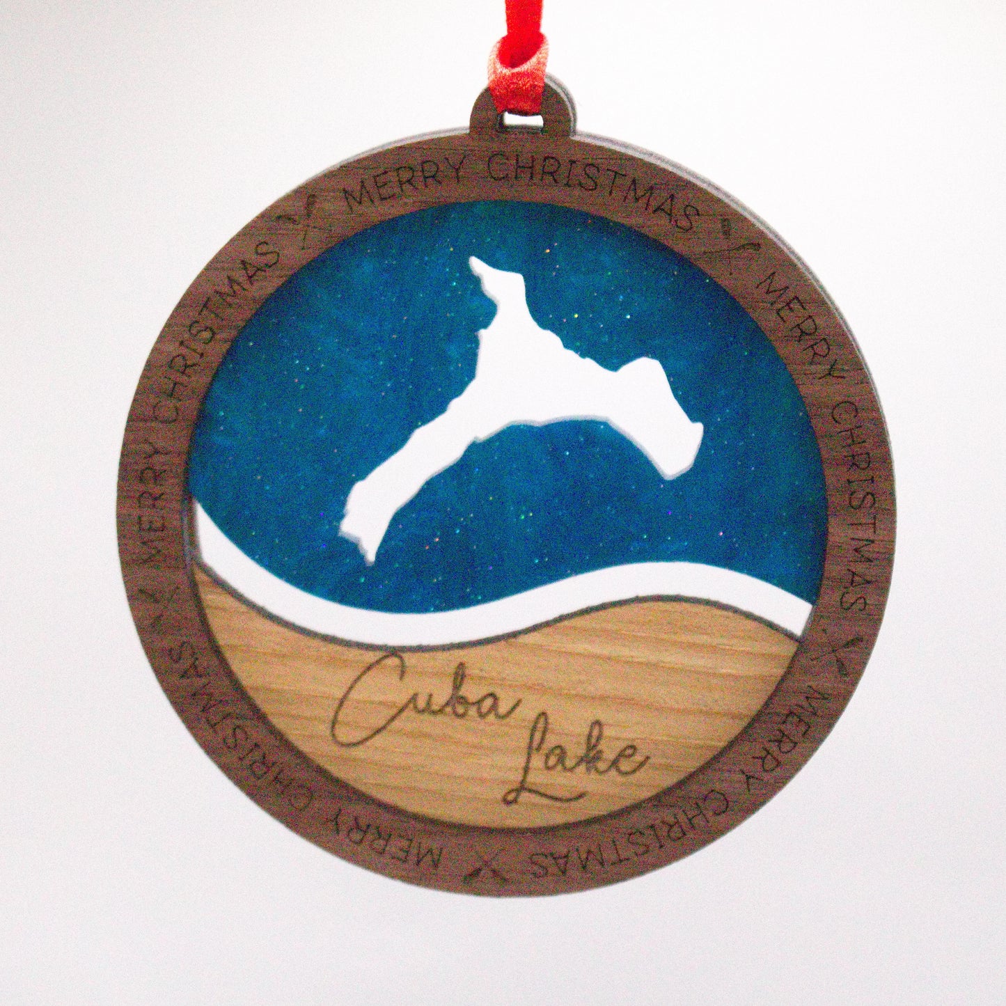 Wave Acrylic and Wood Christmas Ornament Lake (New York)