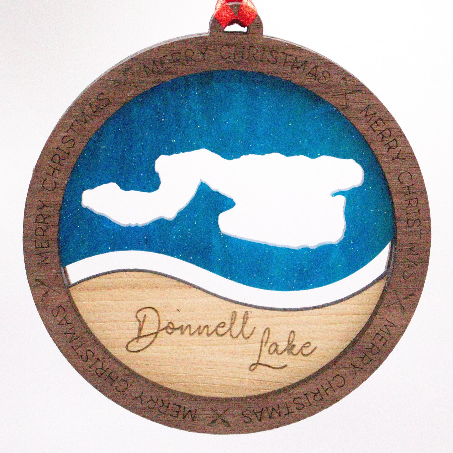 Wave Acrylic and Wood Christmas Ornament Lake (Michigan)
