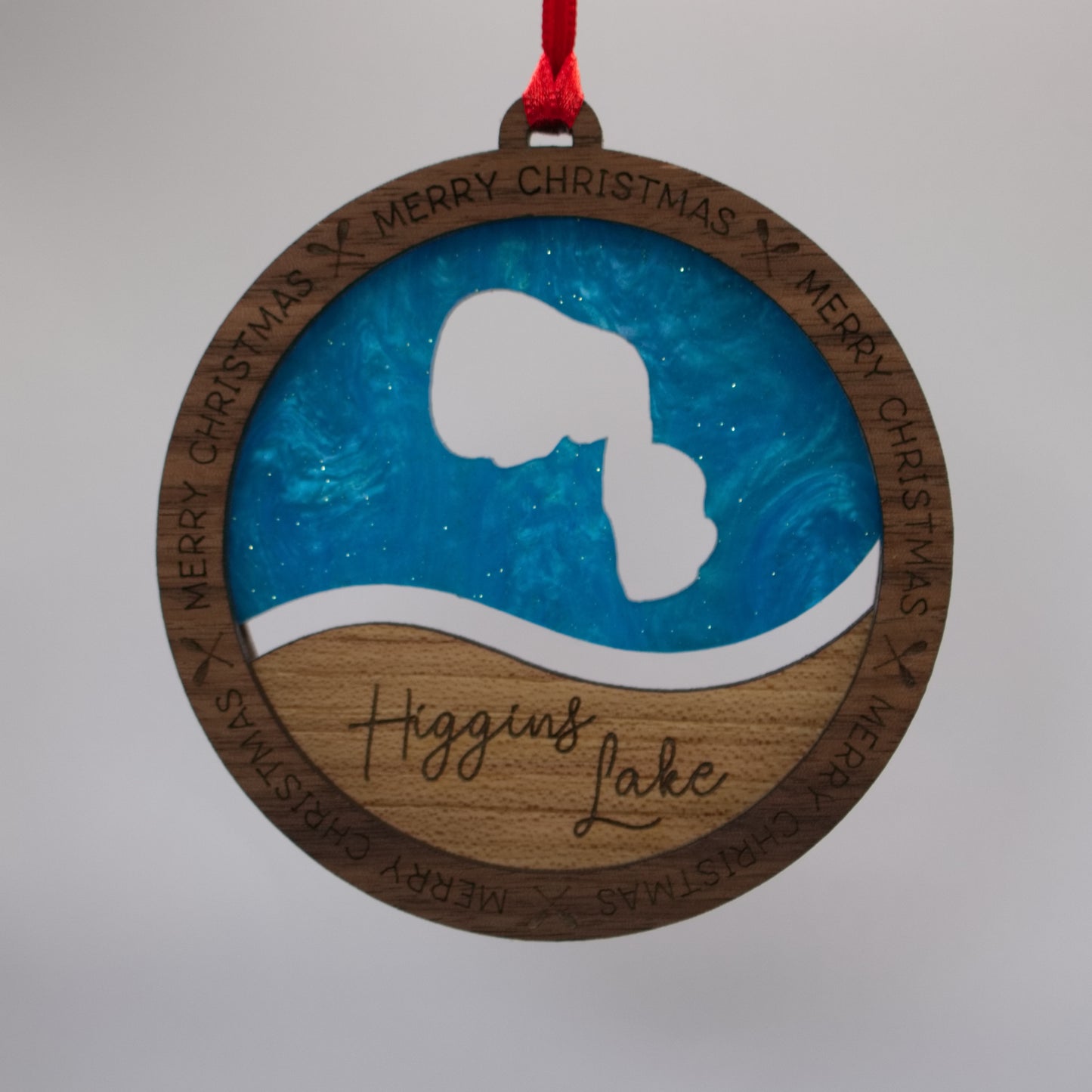 Wave Acrylic and Wood Christmas Ornament Lake (Michigan)