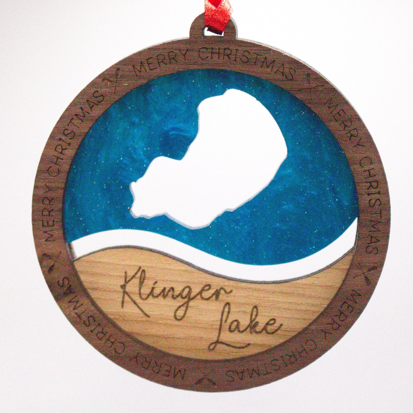 Wave Acrylic and Wood Christmas Ornament Lake (Michigan)