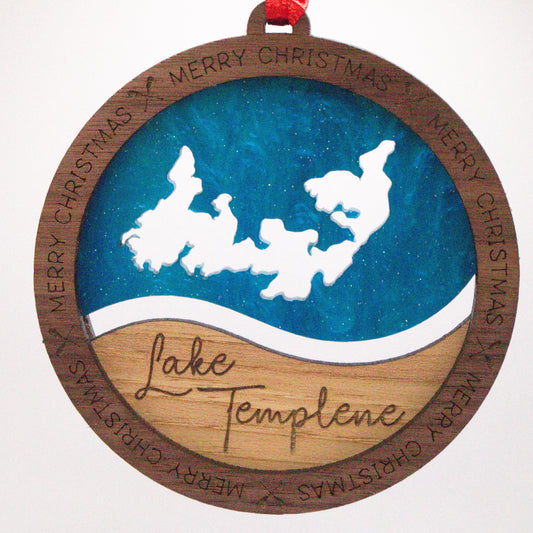 Wave Acrylic and Wood Christmas Ornament Lake (Michigan)