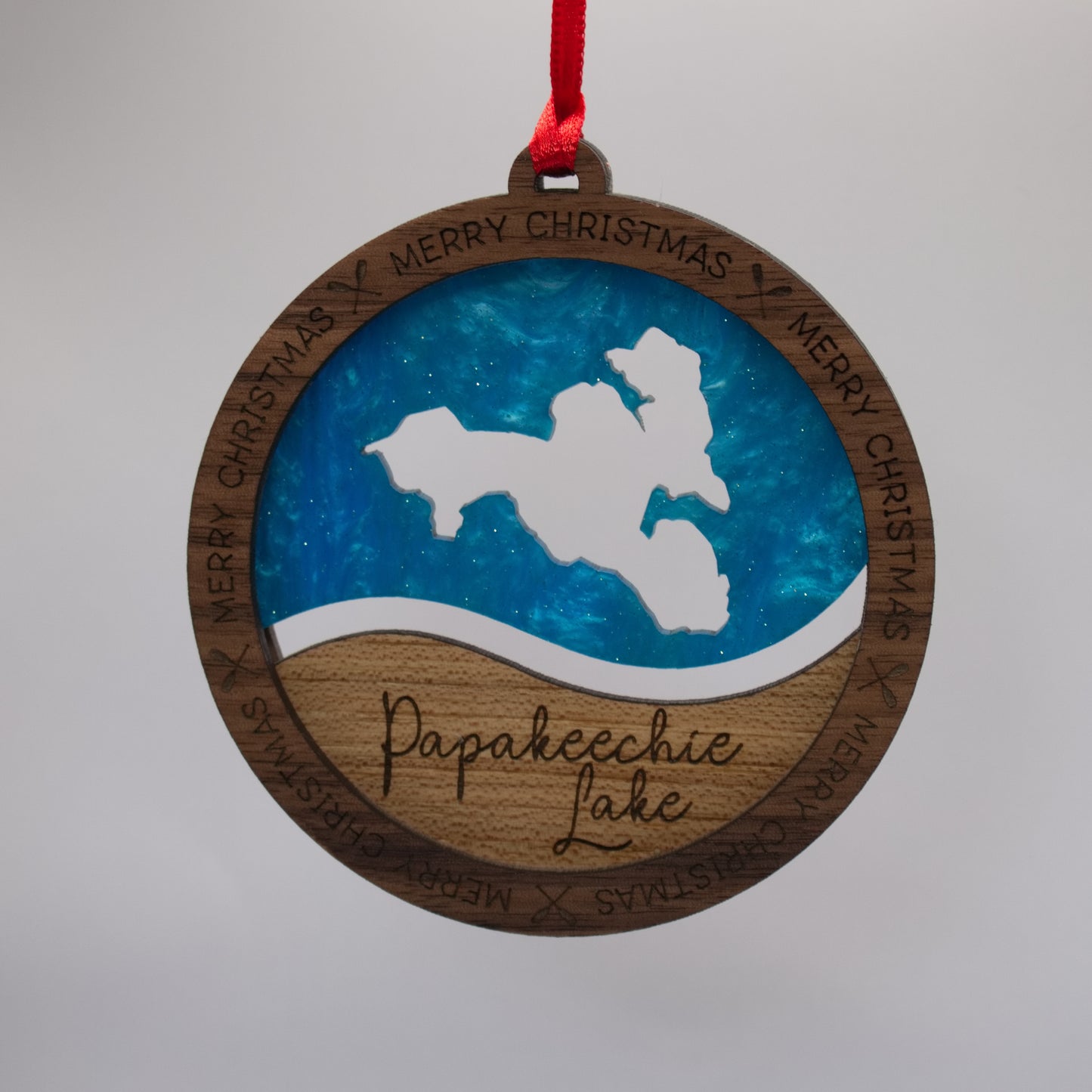 Wave Acrylic and Wood Christmas Ornament Lake (Indiana)