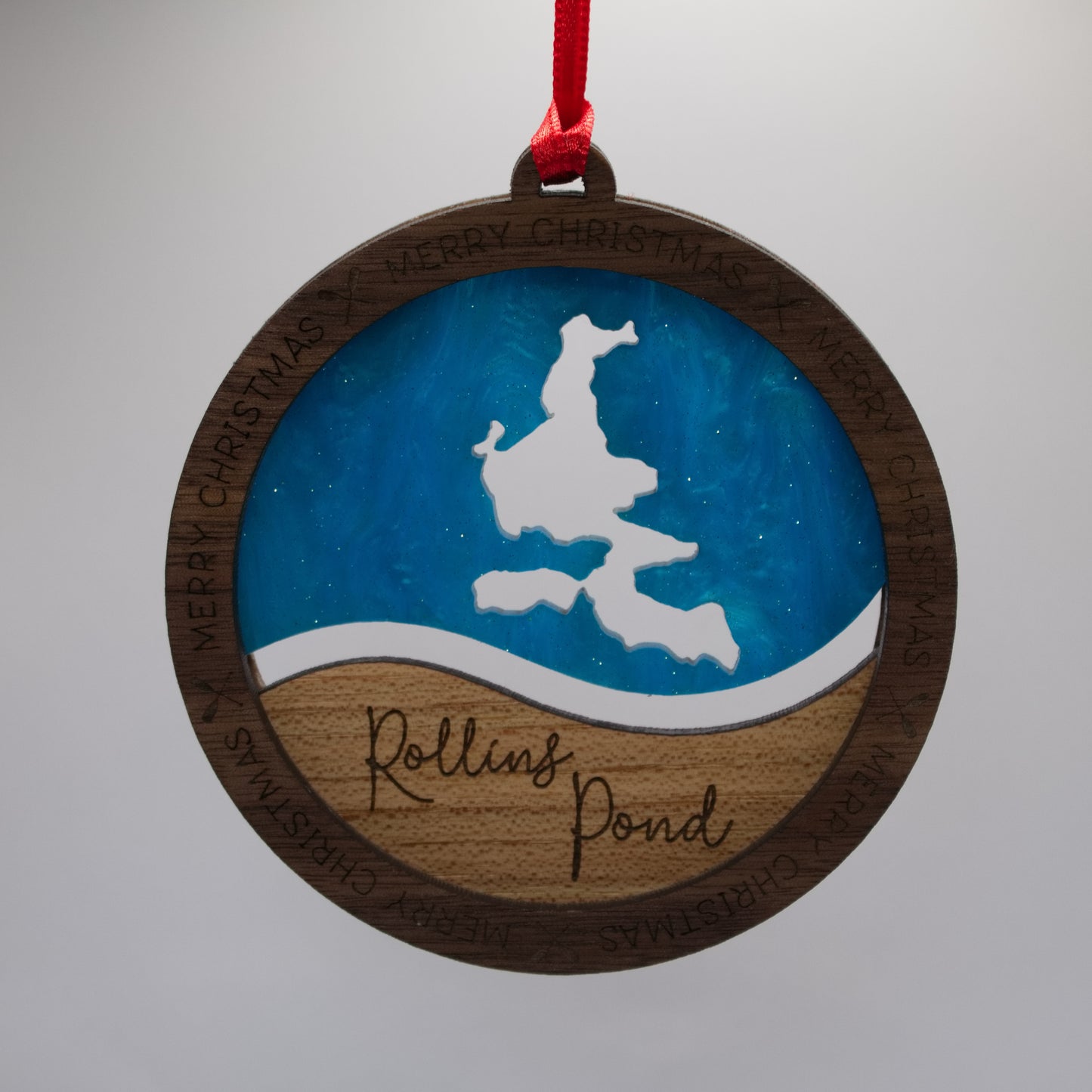 Wave Acrylic and Wood Christmas Ornament Lake (New York)