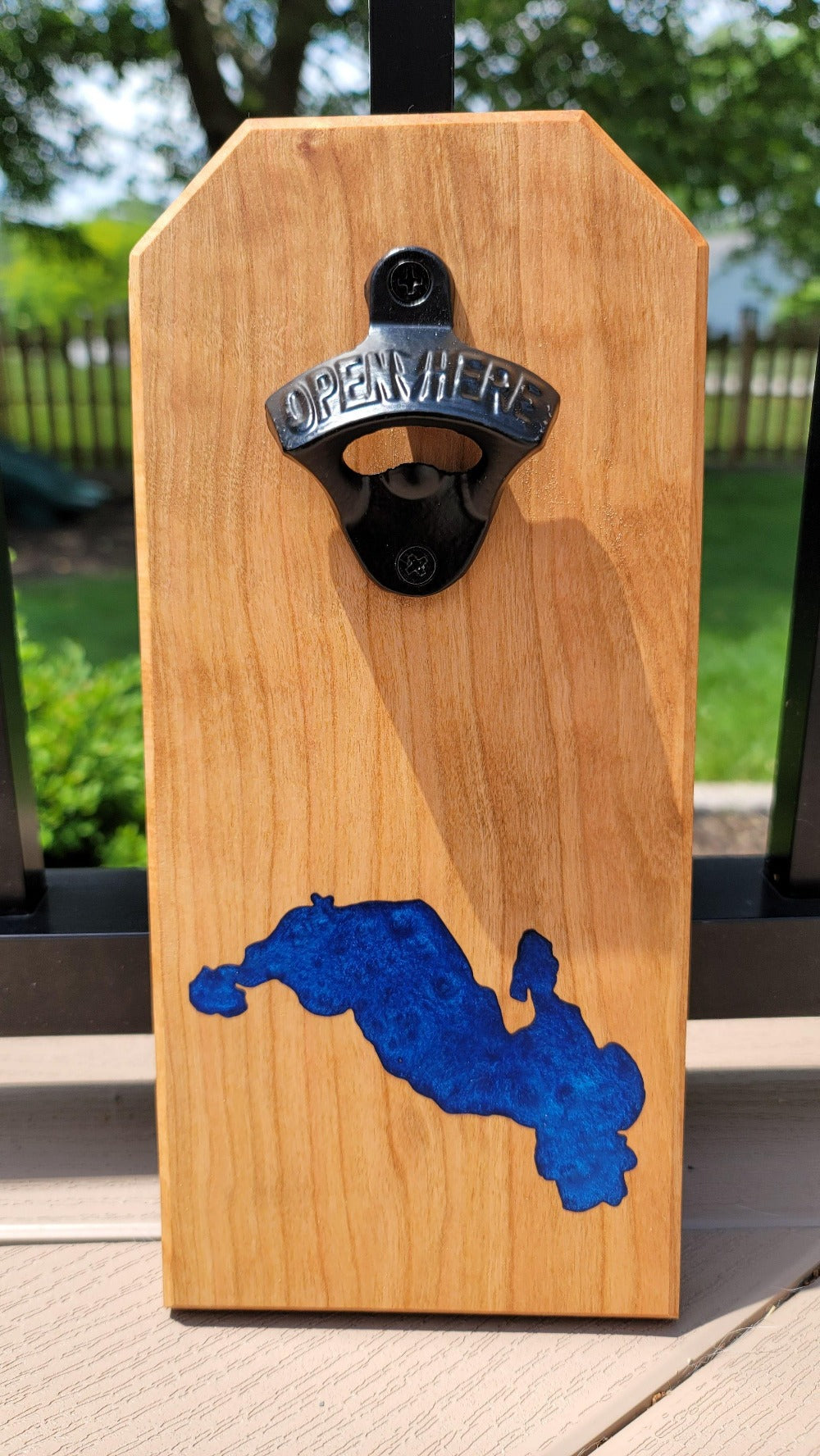 Wall Mount Bottle Opener with Epoxy Lake - Matt Granger Designs