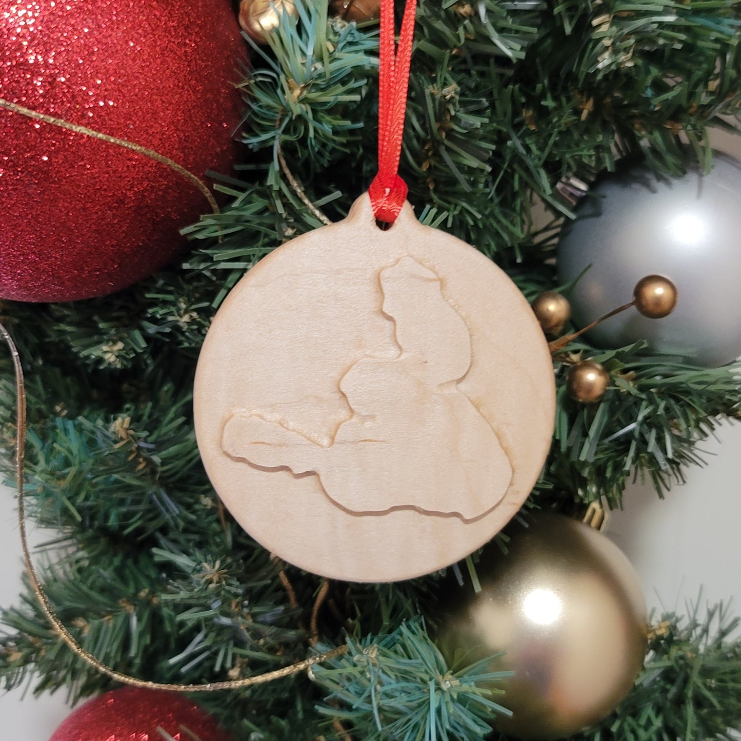 Wood 3D Christmas Ornament Lake (Michigan) - Matt Granger Designs