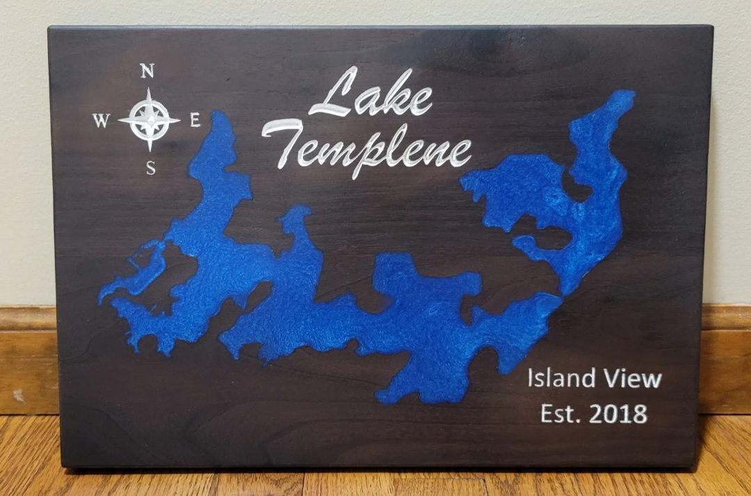 10"x15" Wooden Epoxy Lake Maps - Matt Granger Designs