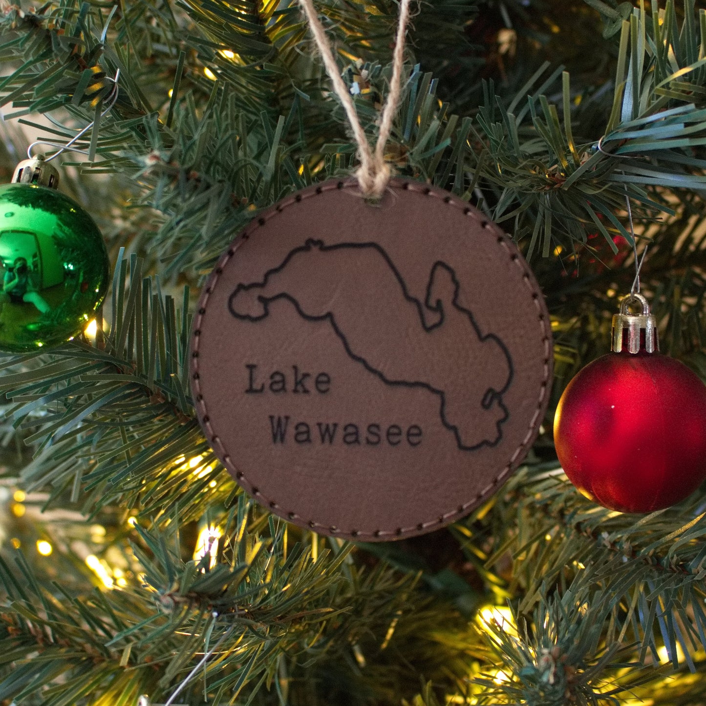 Leather Christmas Ornament Lake (Indiana)