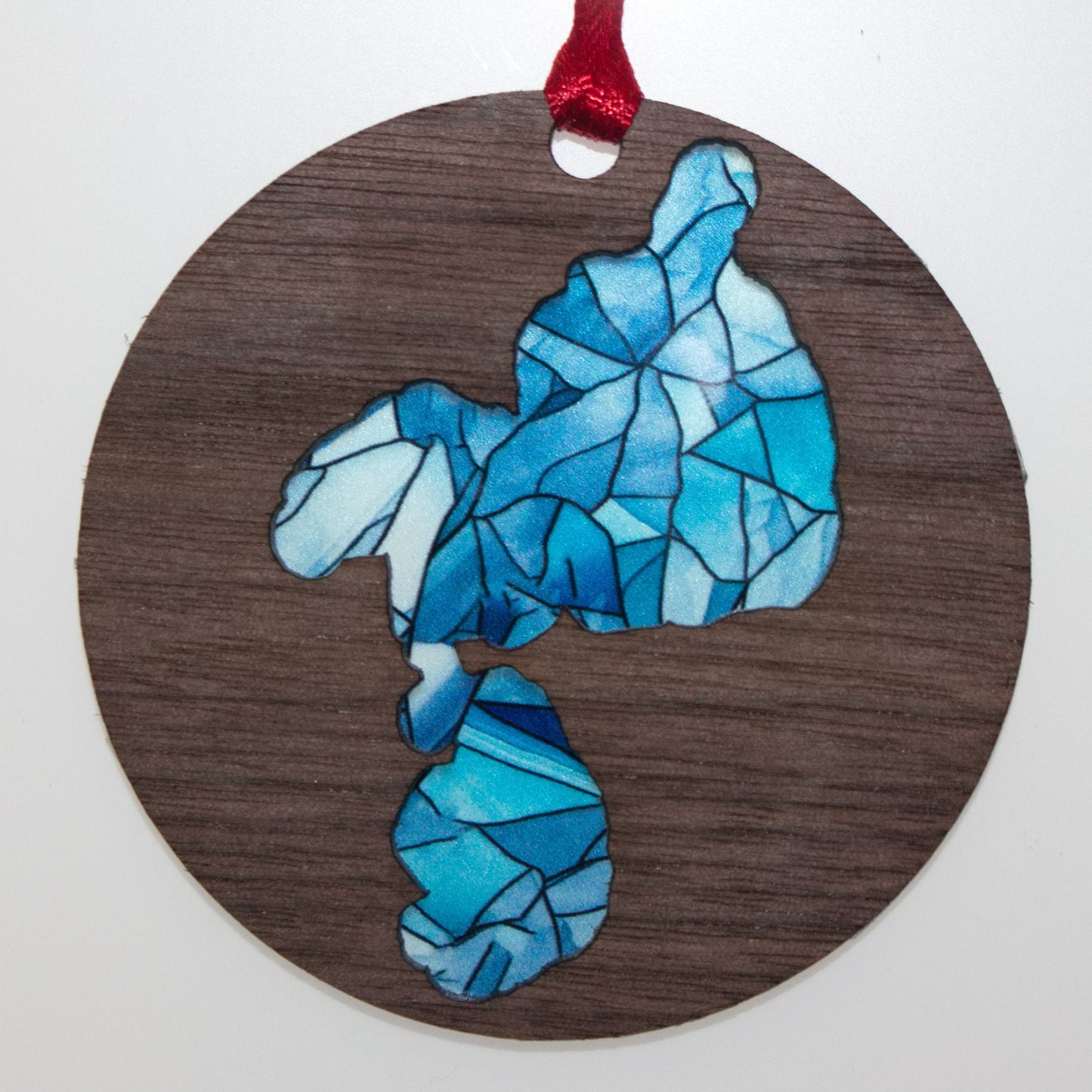 Mosaic Acrylic and Wood Christmas Ornament Lake (Indiana)