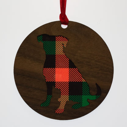 Plaid Dog Christmas Ornaments