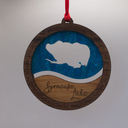 Wave Acrylic and Wood Christmas Ornament Lake (Indiana)