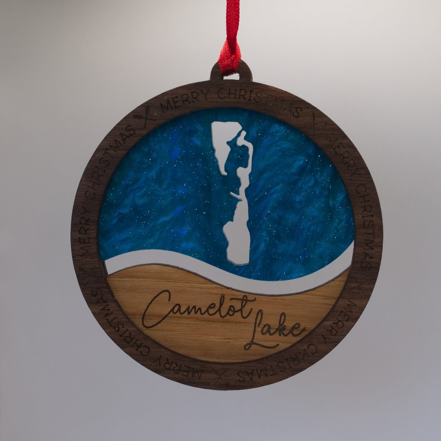 Wave Acrylic and Wood Christmas Ornament Lake (Indiana)