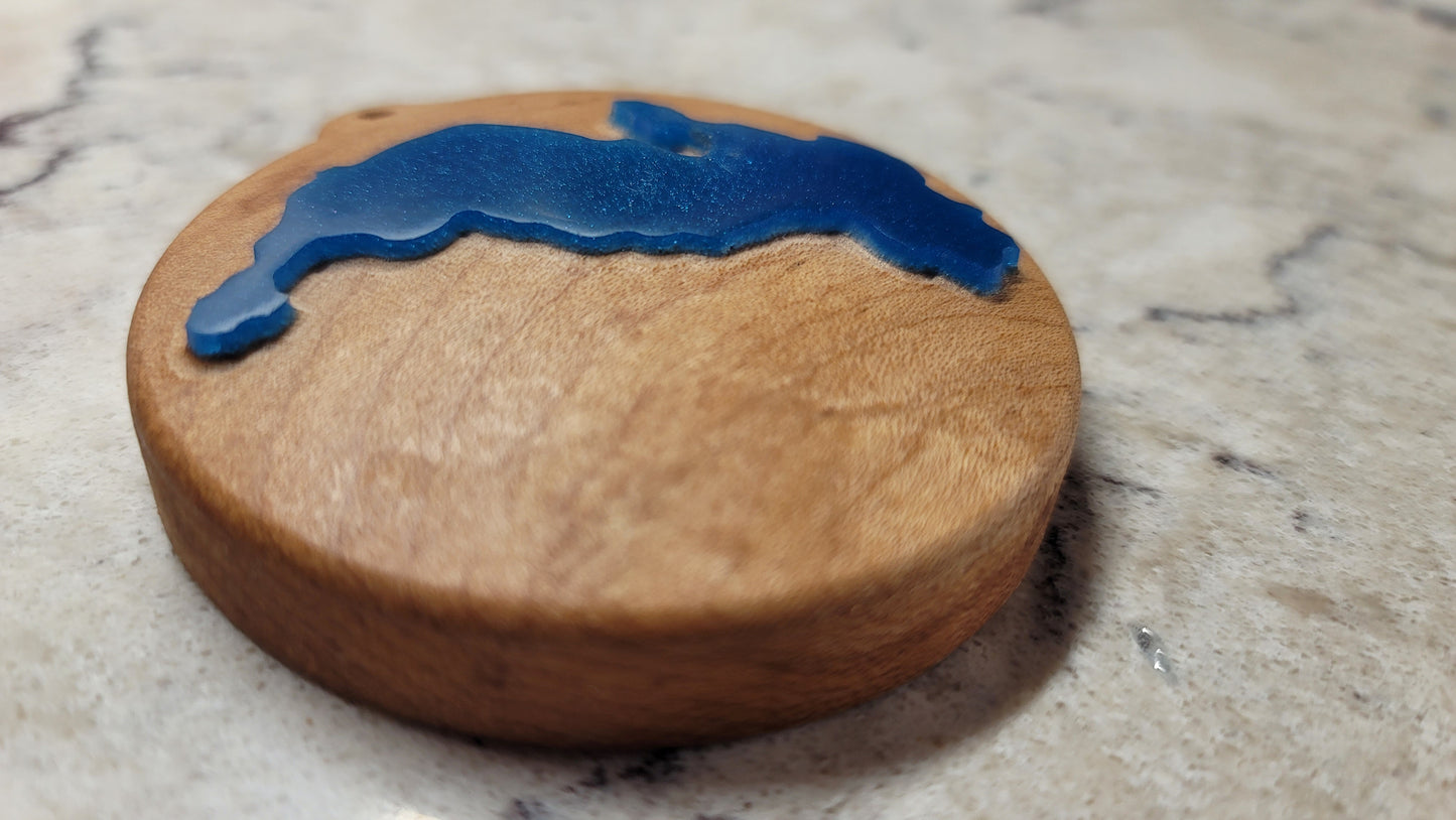 Epoxy/Wood 3D Christmas Ornament Lake (Indiana)