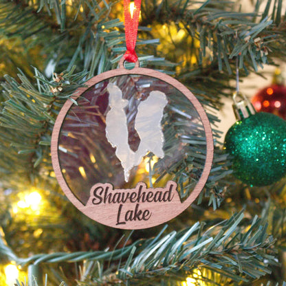 Clear Acrylic and Wood Christmas Ornament Lake (Michigan) - Matt Granger Designs