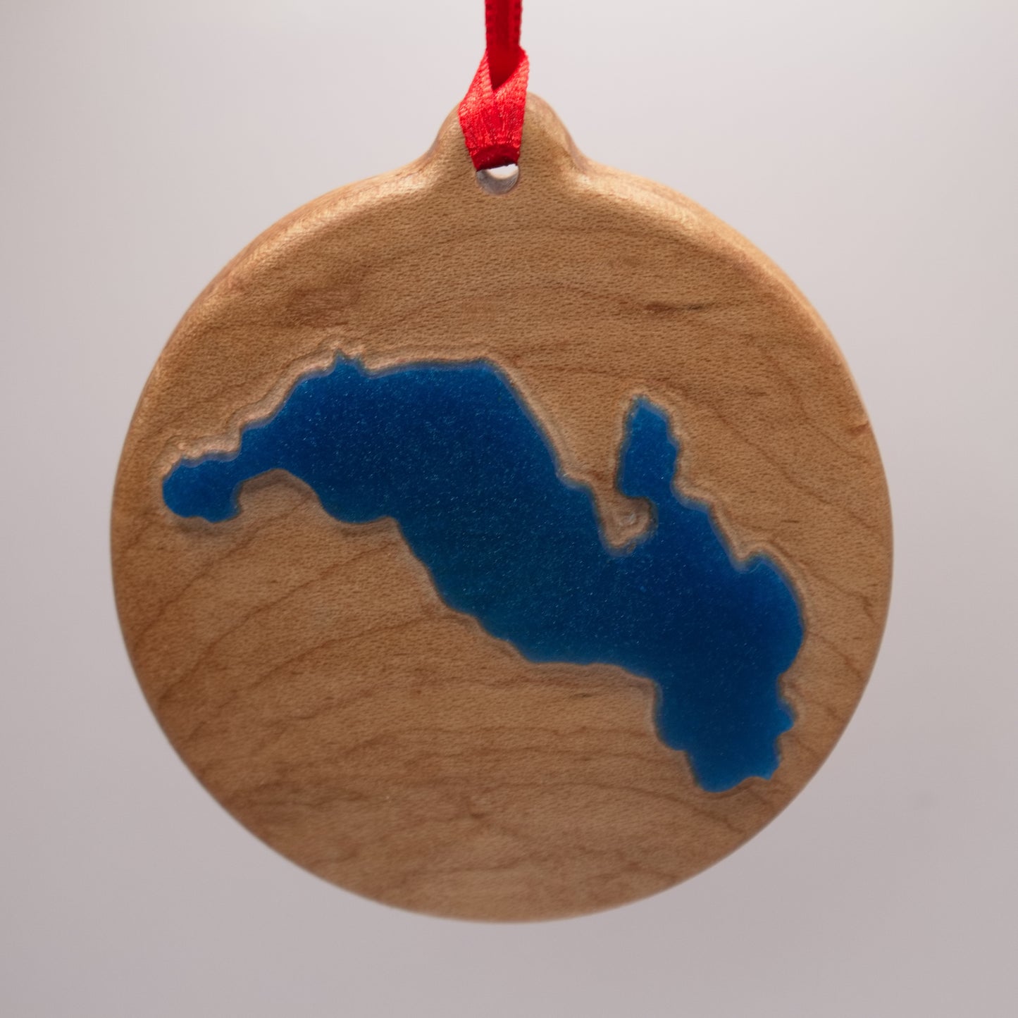 Epoxy/Wood 3D Christmas Ornament Lake (Indiana)