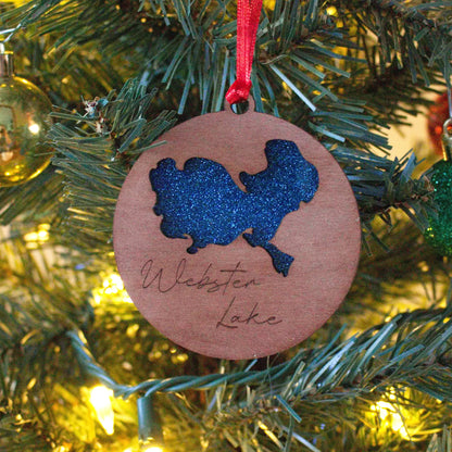 Glitter Acrylic and Wood Christmas Ornament Lake (Indiana) - Matt Granger Designs