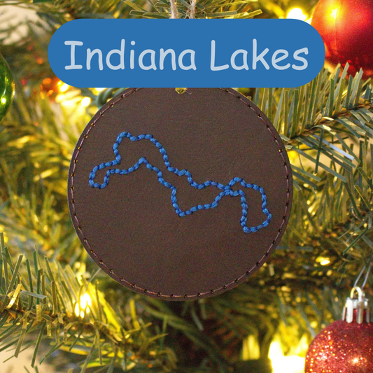 Leather Color Stitched Christmas Ornament Lake (Indiana)