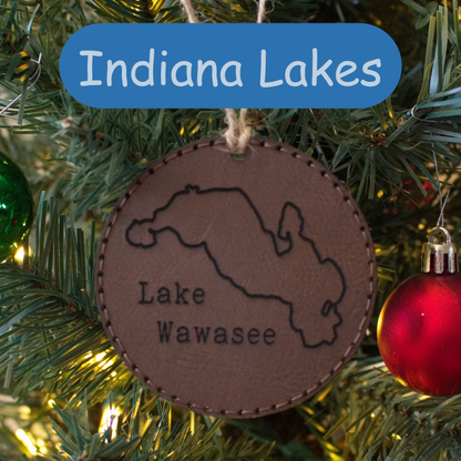 Leather Christmas Ornament Lake (Indiana) - Matt Granger Designs