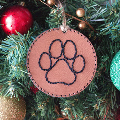 Leather Color Stitched Christmas Ornaments