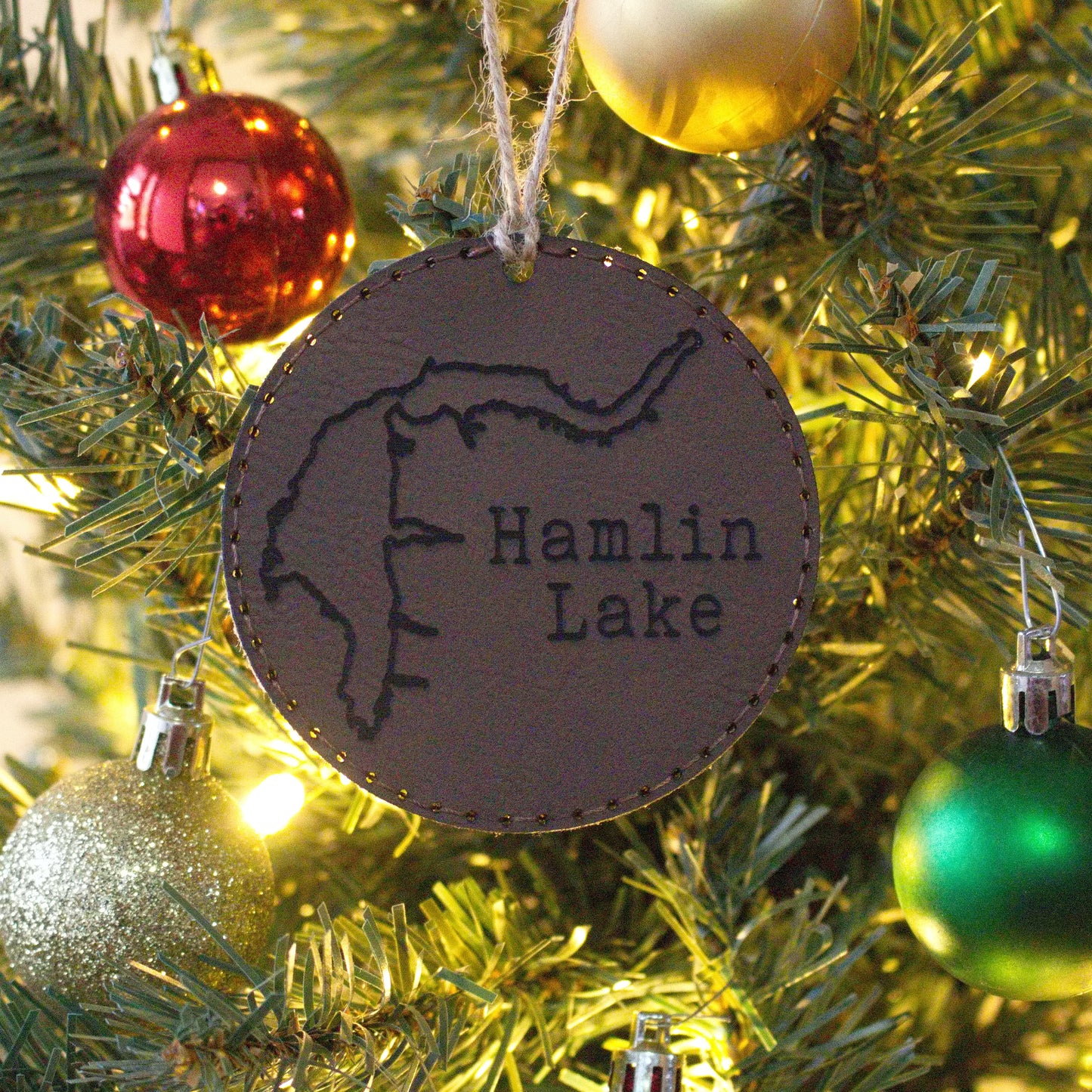 Leather Christmas Ornament Lake (Michigan)