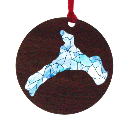 Mosaic Acrylic and Wood Christmas Ornament Lake (New York)