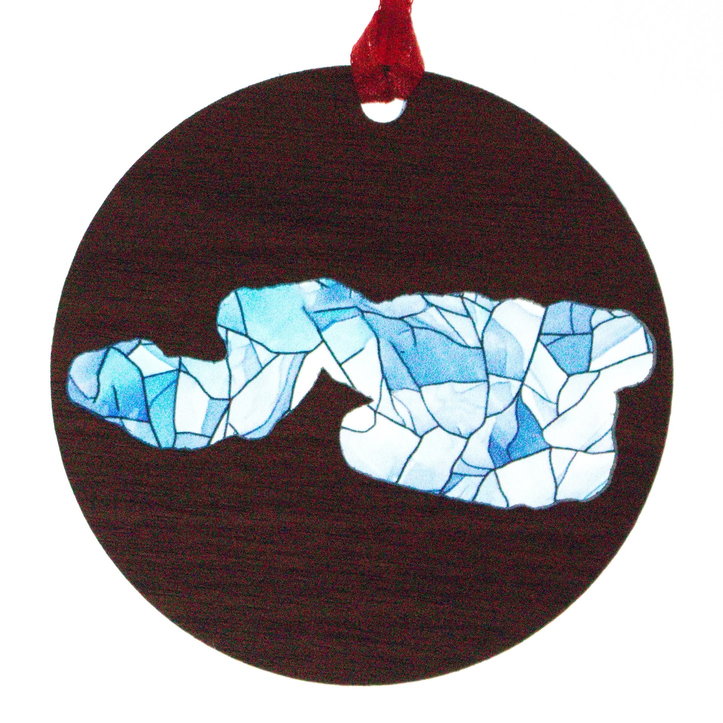 Mosaic Acrylic and Wood Christmas Ornament Lake (Michigan)