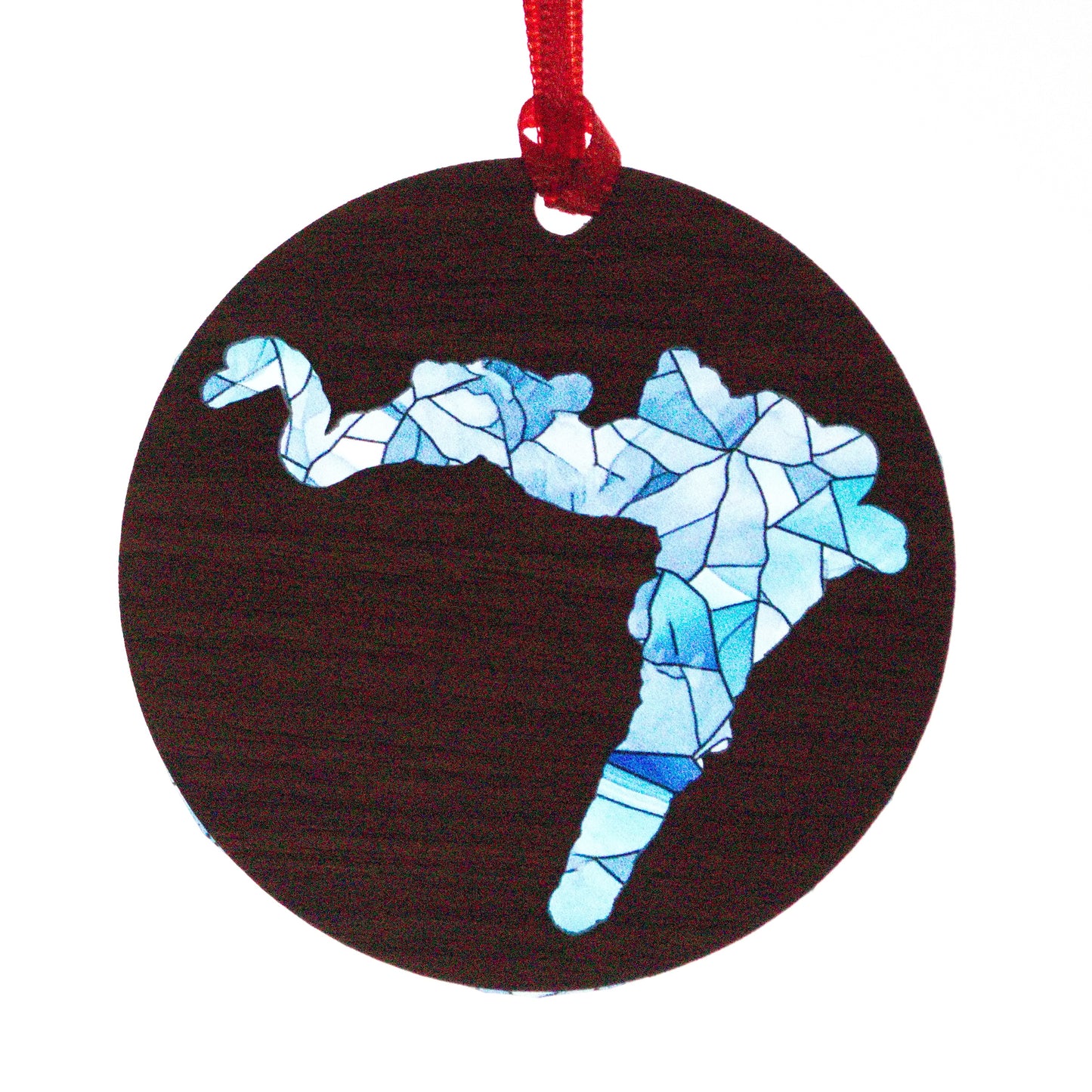 Mosaic Acrylic and Wood Christmas Ornament Lake (New York)