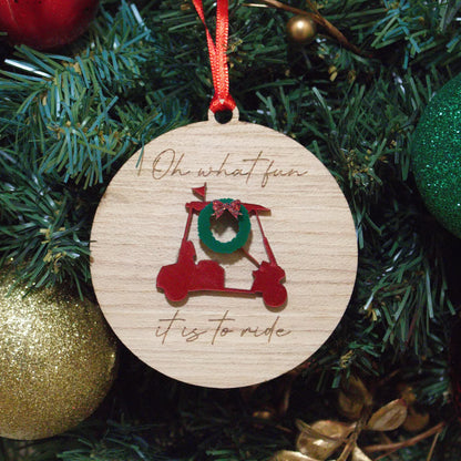 Oh What Fun It Is To Ride Christmas Ornaments - Pontoon, Golf Cart and Tractor - Matt Granger Designs