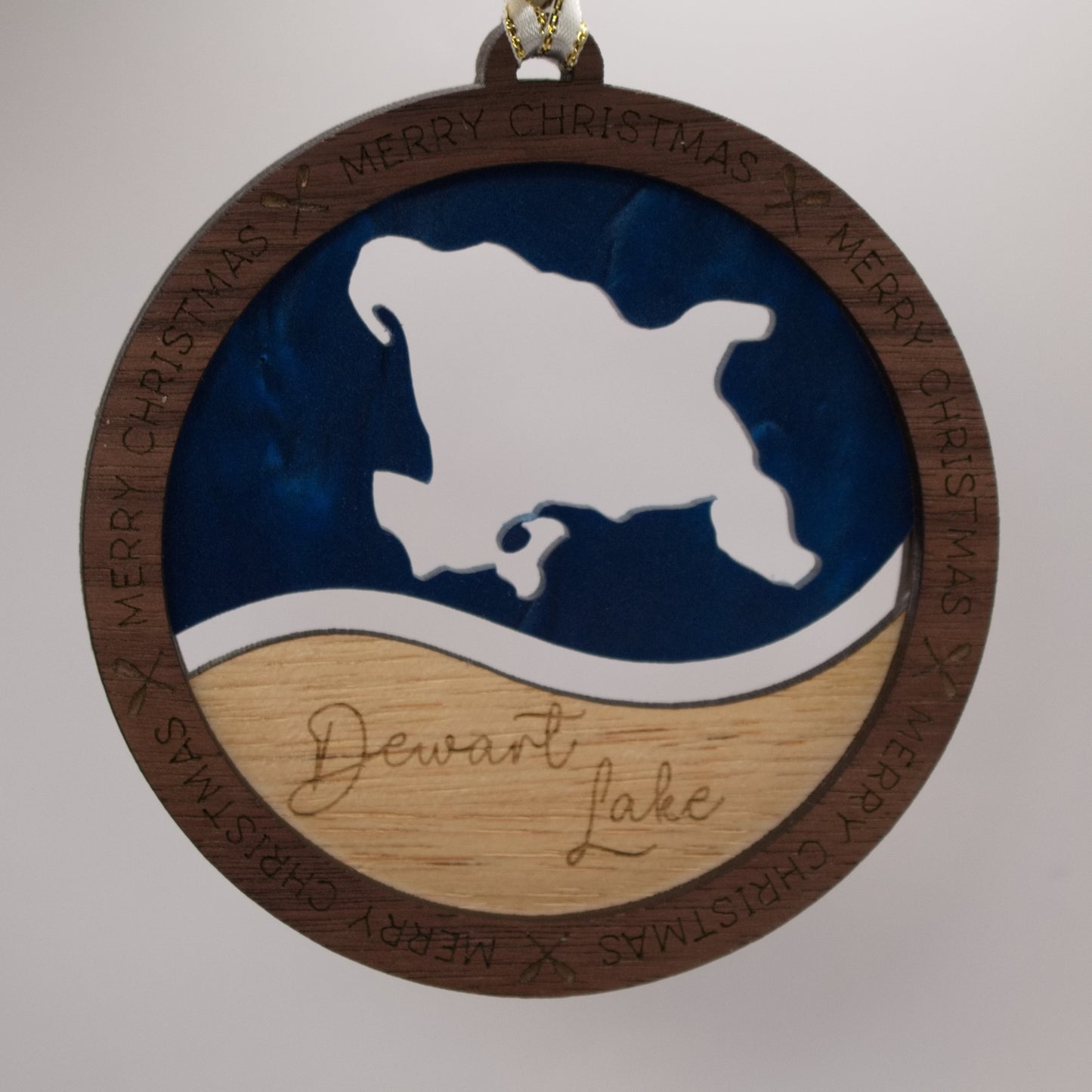 Wave Acrylic and Wood Christmas Ornament Lake (Indiana)