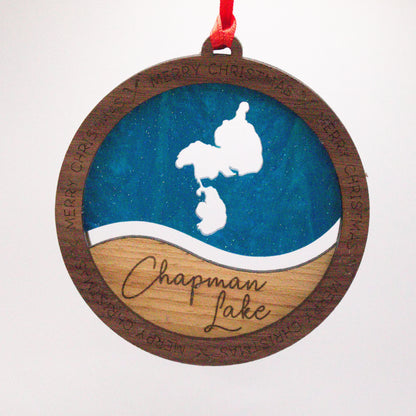 Wave Acrylic and Wood Christmas Ornament Lake (Indiana)