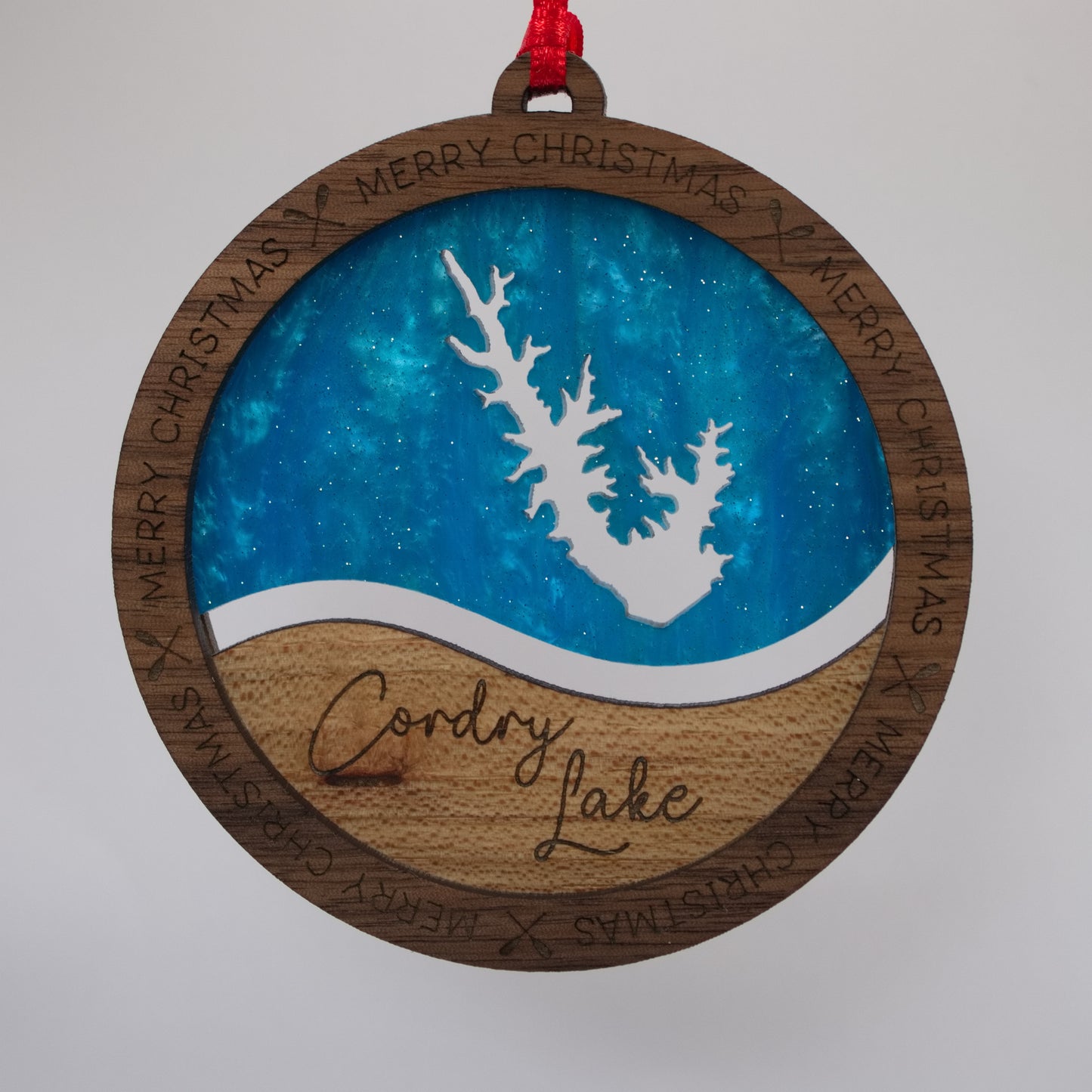 Wave Acrylic and Wood Christmas Ornament Lake (Indiana)