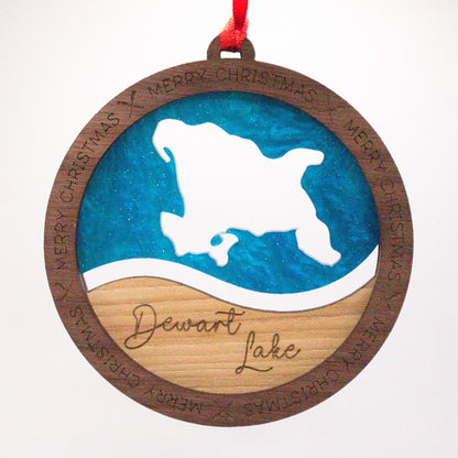 Wave Acrylic and Wood Christmas Ornament Lake (Indiana)