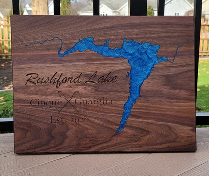 14"x20" Wooden Epoxy Lake Maps - Matt Granger Designs