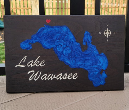 10"x15" Wooden Epoxy Lake Maps - Matt Granger Designs