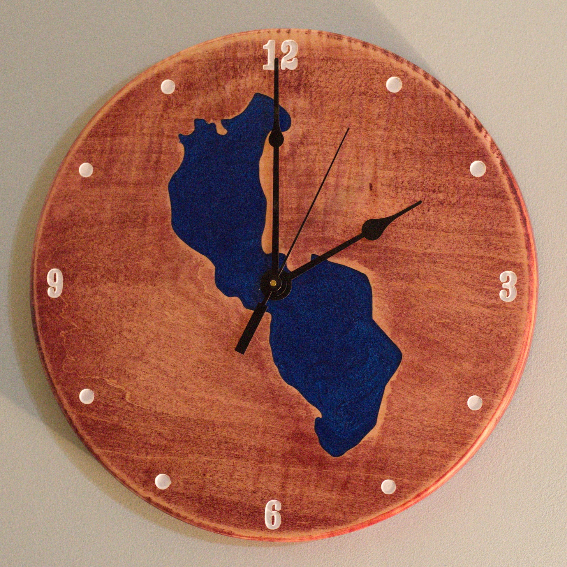 12" Diameter Wooden Epoxy Lake Clock - Matt Granger Designs