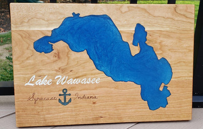 14"x20" Wooden Epoxy Lake Maps - Matt Granger Designs