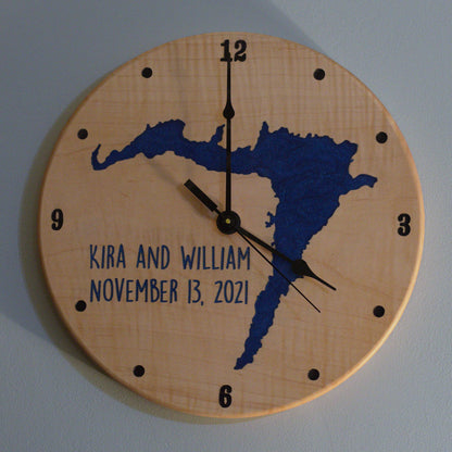 12" Diameter Wooden Epoxy Lake Clock - Matt Granger Designs